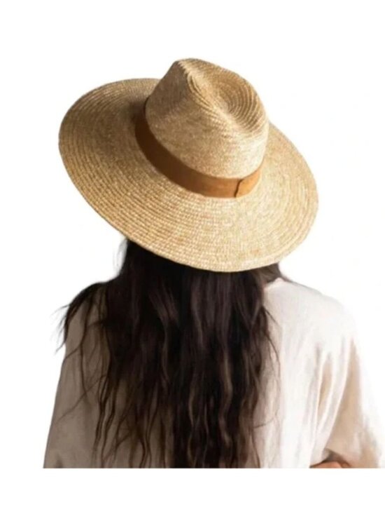 NWT Gigi Pip Isla Straw Fedora Hat S/M 57cm Adjustable Wide Brim Band MSRP$102 - Picture 17 of 17